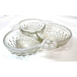 Vintage Indiana Glass Company Divided Relish Dish With Hobnail Pattern